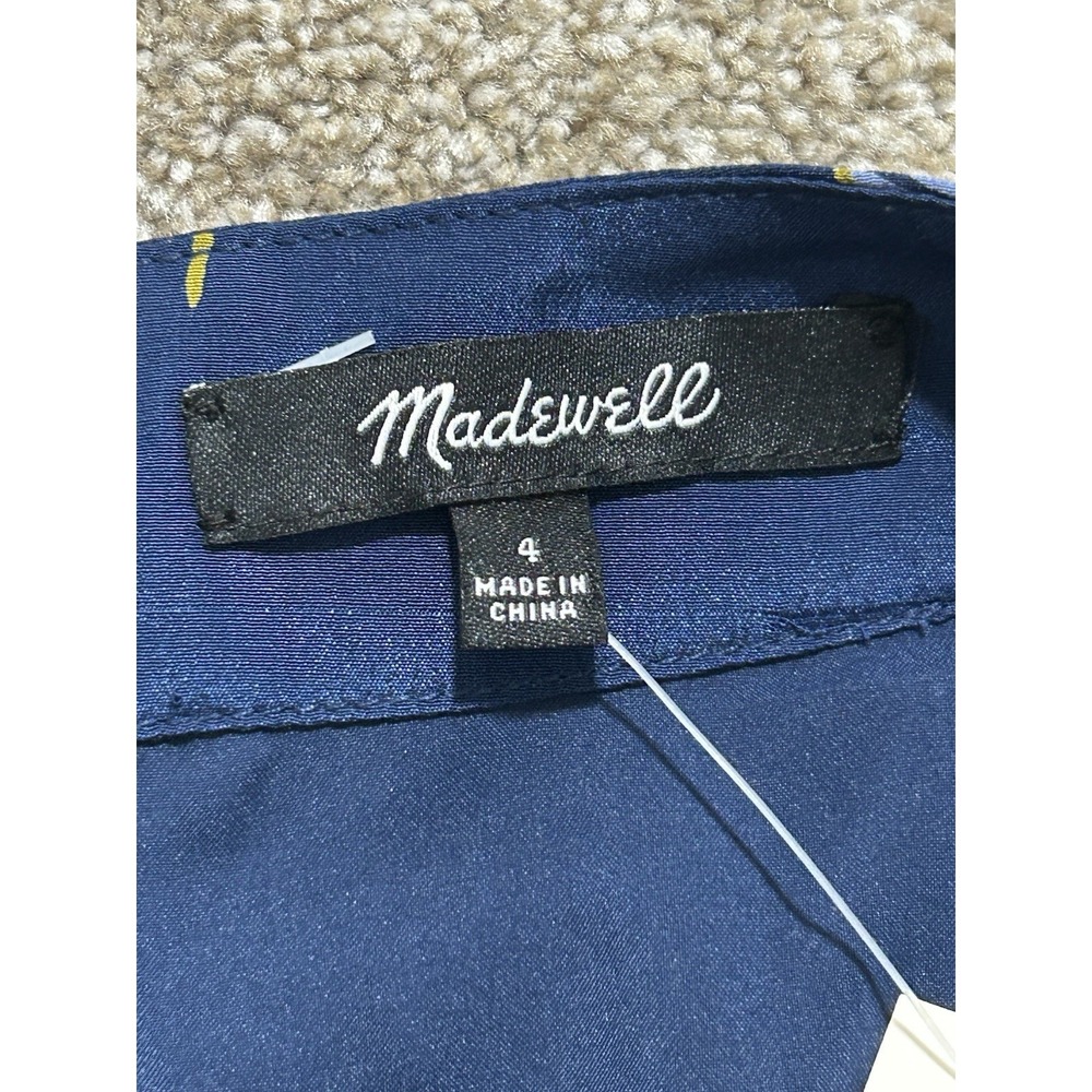 Madewell Women's 4 Atrium Silk Midi Skirt Bird of Paradise Floral Navy A-Line - Picture 7 of 11